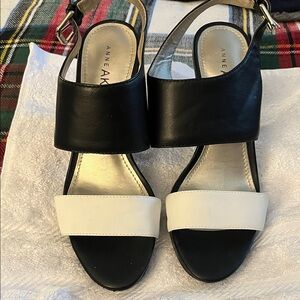 Anne Klein Two-Tone Black and White Sandals